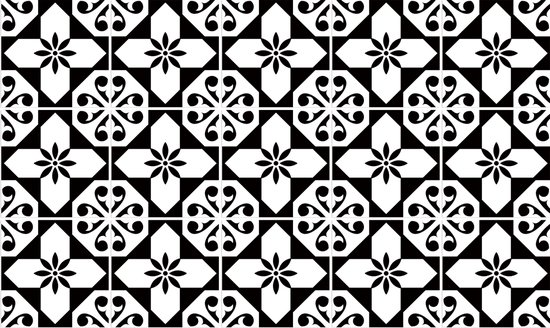 Ulticool Decoratie Sticker Tegels - Zwart Wit Bloem - 15x15 cm - 15 stuks Plakfolie Tegelstickers - Plaktegels Zelfklevend - Sticktiles - Badkamer - Keuken