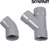 Scanpart duo afvoerstuk wasmachine en condensdroger 40 mm - Grijs PVC Y-stuk - Inclusief bocht