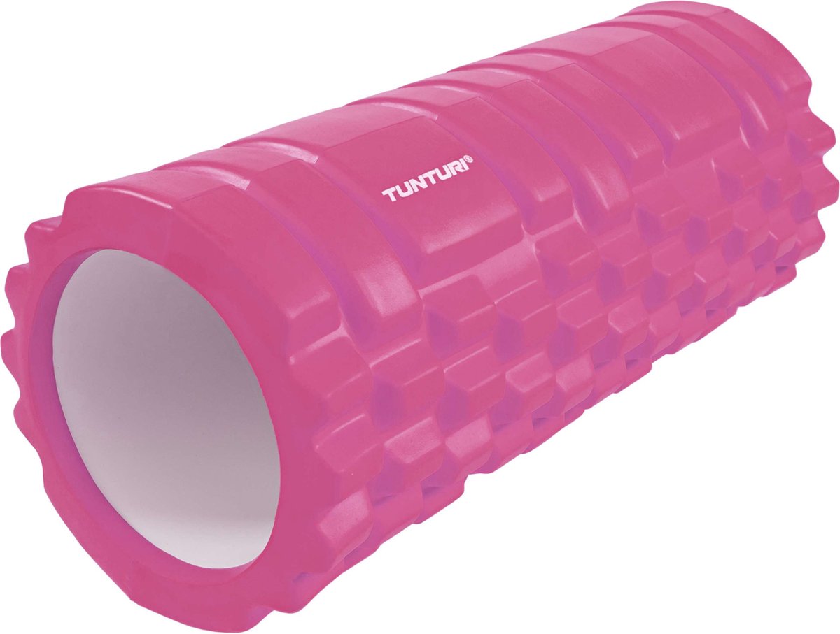 Tunturi Yoga Grid Foam Roller - Foam roller the grid - Foamroller - Fitness Roller - 33cm - Roze - Incl. gratis fitness app - Tunturi