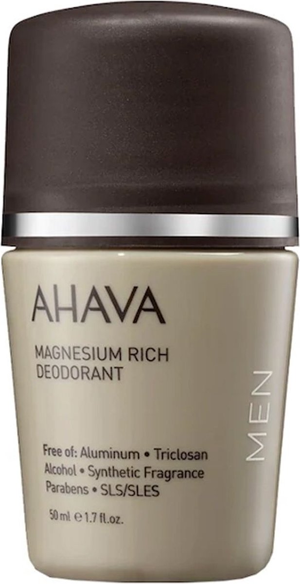 Goedkoopste AHAVA Magnesiumrijke Deodorant Roller voor Mannen - Langdurige Frisheid en Bescherming | Vermindert Zweet en Geurtjes | Verrijkt met Dode Zee-mineralen, Vitamine E, Aloe Vera en Kamille | Geurvrije Deo - 50ml