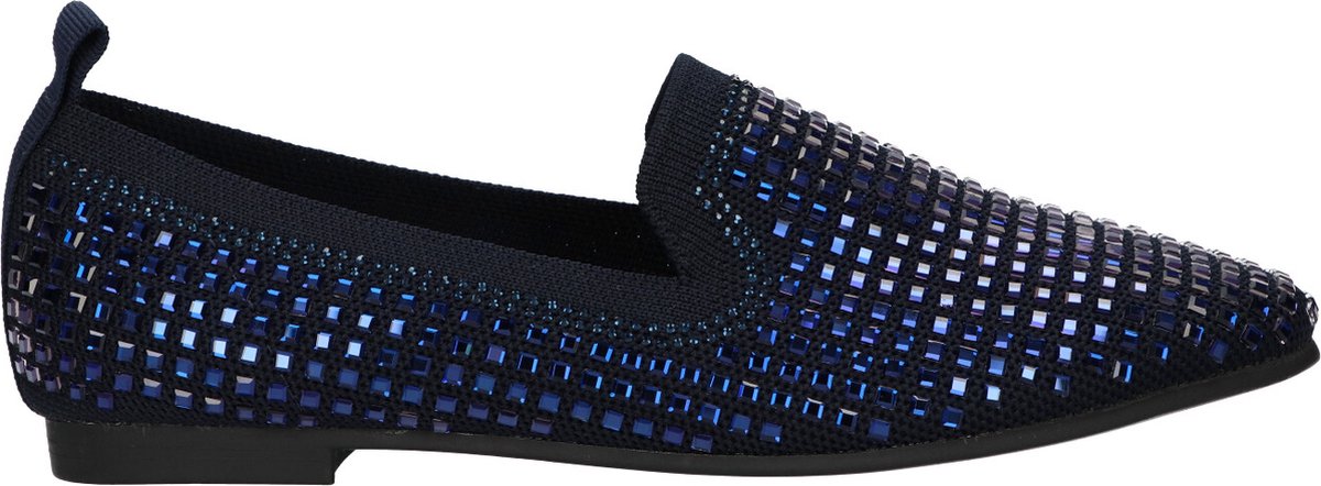 La Strada Knitted loafer blauw met steentjes dames