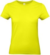 Basic dames t-shirt neon geel met ronde hals - Fluor gele dameskleding casual shirts 2XL