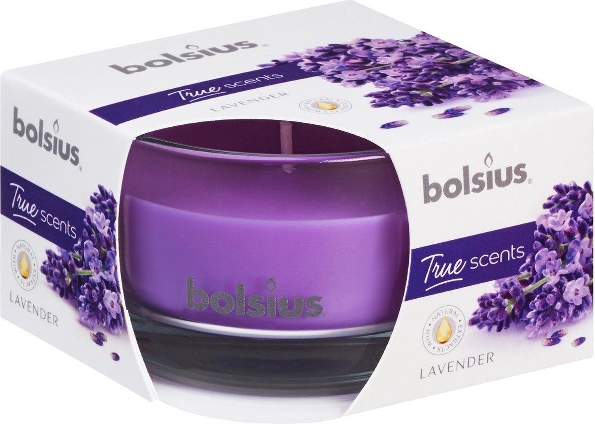 Bolsius Geurkaars 80/50 mm - True Scents Lavendel - Kaars - Sfeer - 1 stuk.