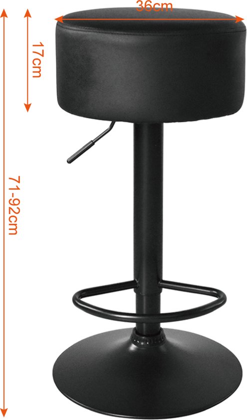 Tabouret de bar réglable en hauteur - Tabouret de bar - noir - chaise de  cuisine | bol