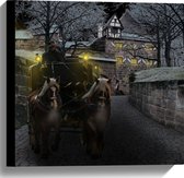 Canvas - Pad - Persoon - Bomen - Huis - Dier - Paarden - Lampen - 40x40 cm Foto op Canvas Schilderij (Wanddecoratie op Canvas)