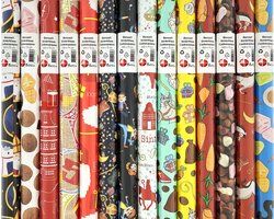 Product afbeelding van Benza assortiment Sinterklaaspapier cadeaupapier inpakpapier - 2 meter x 70 cm - 5 Rollen