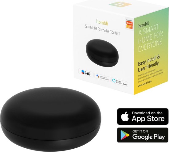 Hombli IR Smart Remote Control - Wifi - Universele Afstandsbediening - Ontvanger - Spraakbesturing met Google, Alexa en Siri - Zwart