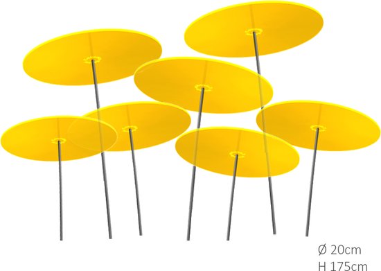 Cazador-del-sol ® - Het origineel | Lucy - tres | 3 stuks | kleurrijke | gebogen zonnevanger | diameter 20 cm | hoogte 175 cm