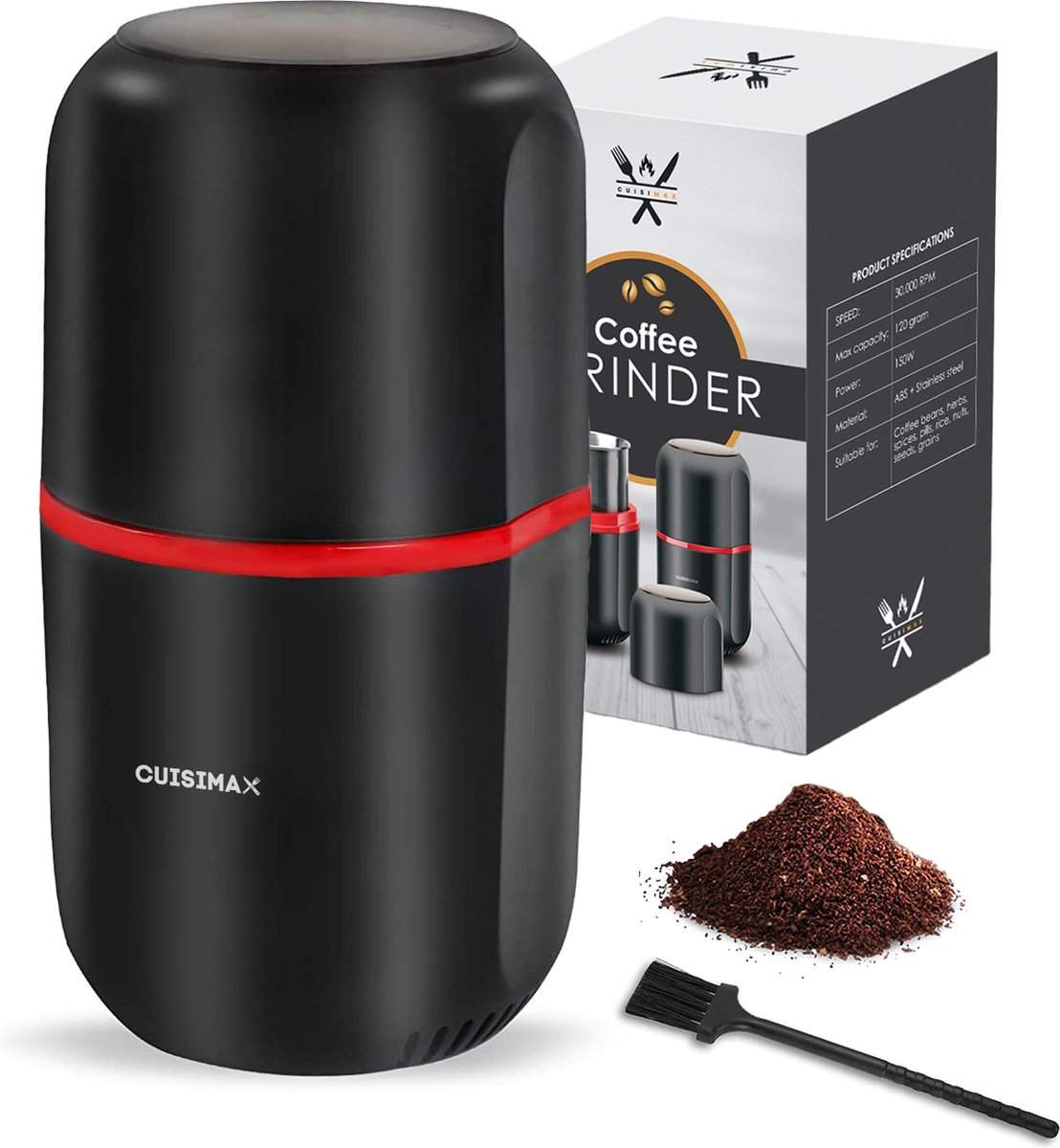 Bol.com Cuisimax Elektrische koffiemolen - One touch bediening - Koffiebonen maler - Kruidenmolen aanbieding