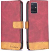 BINFEN Color Book Case - Geschikt voor Samsung Galaxy A51 Hoesje - Rood