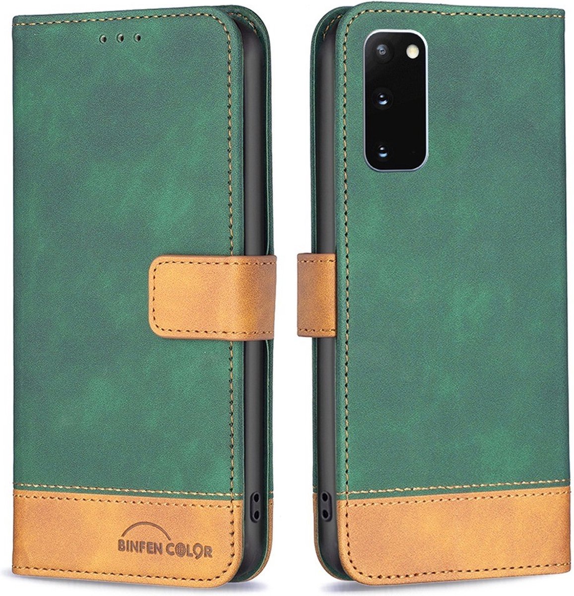 BINFEN Color Book Case - Geschikt voor Samsung Galaxy S20 Hoesje - Groen