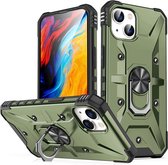 Coverup Heavy Duty Ring Kickstand Back Cover - Geschikt voor iPhone 14 Hoesje - Army Green