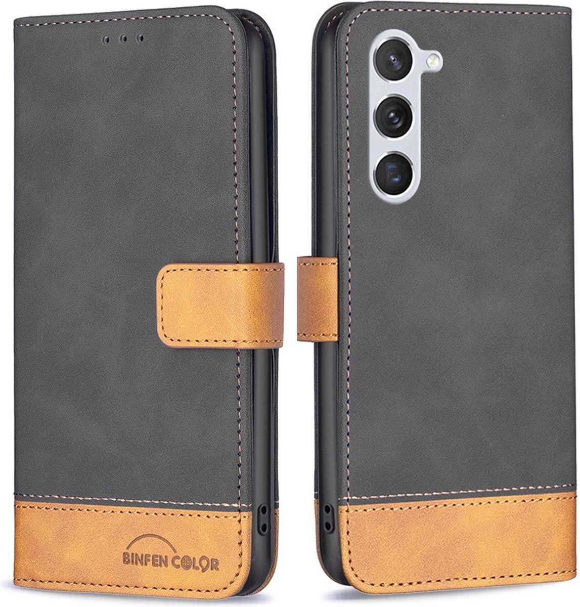 BINFEN Color Book Case - geschikt voor de Samsung Galaxy S23 Hoesje - Zwart