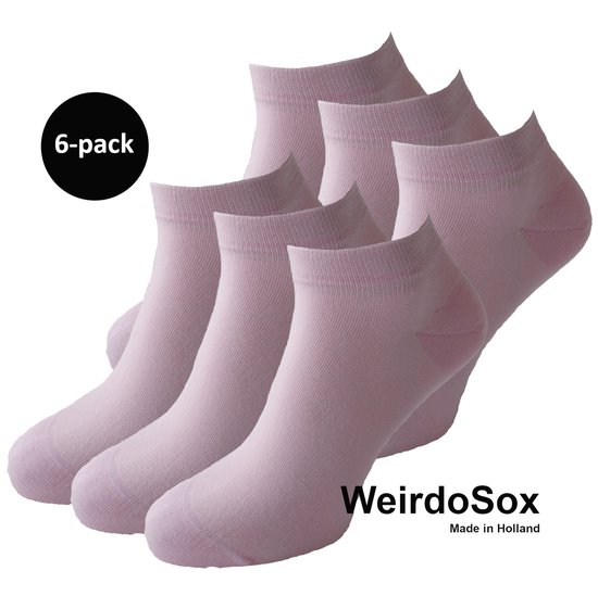 WeirdoSox Bamboe naadloze sneaker sokken zacht Roze - Anti zweet - Anti bacterieel - Dames en heren - 6 Paar - Maat 39/42