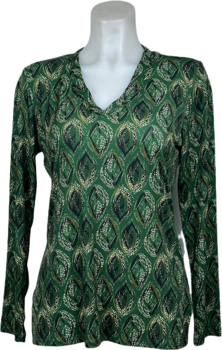 Angelle Milan – Travelkleding voor dames – Groene glamour blouse – Ademend – Kreukvrij – Duurzame Jurk - In 5 maten - Maat XL