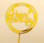 10 stuks Happy Birthday Taart Topper - taart topper - rond - Goud - verjaardag topper - CAKE TOPPER -taarttopper -Bloemen Goud - Taart topper - Cake topper - Happy birthday - Verjaardagstaart topper - Verjaardag
