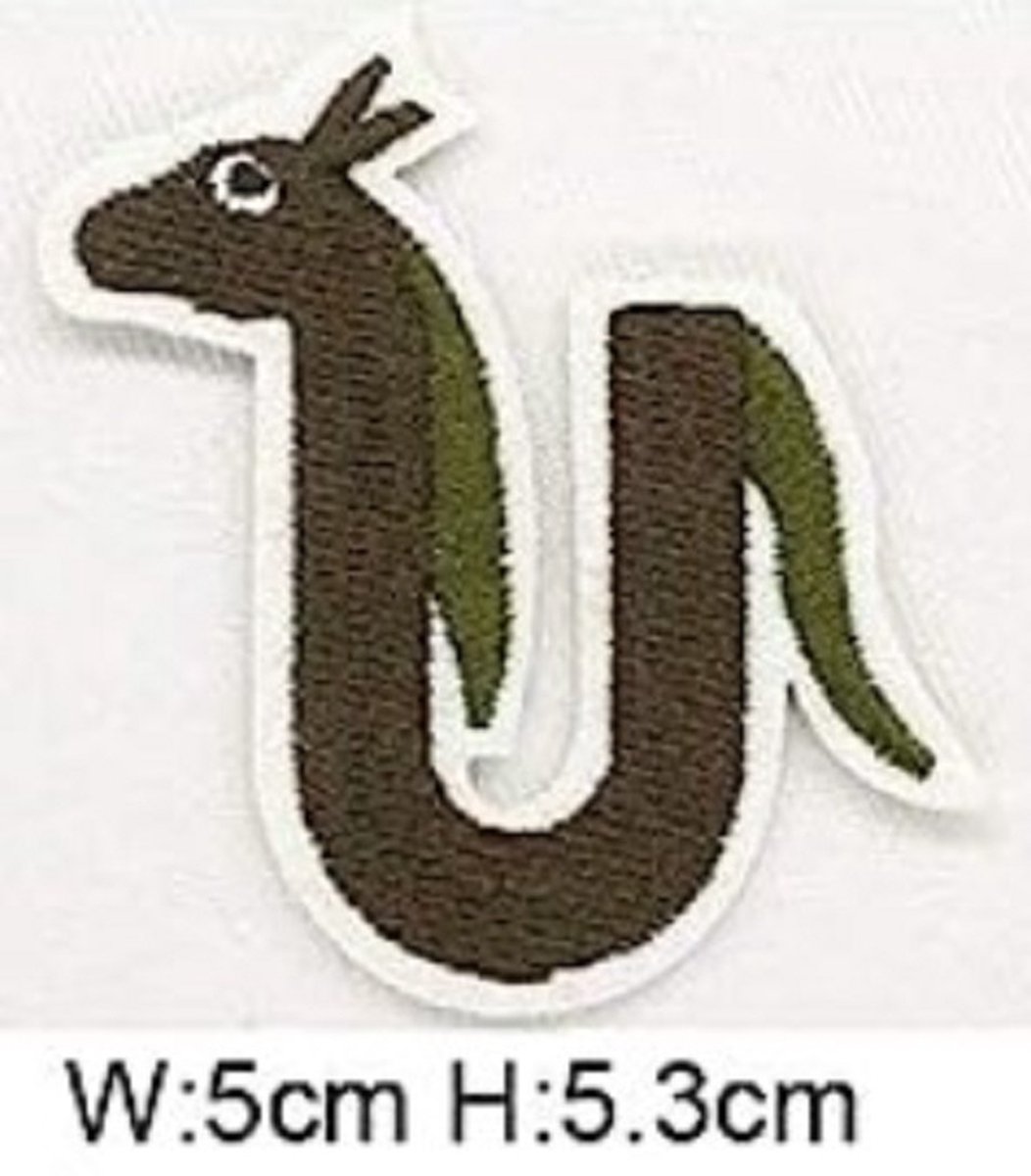 Strijk Embleem Alfabet Patch - Letter U - Dieren - 5 x 5,3 cm - Letters Stof Applicatie - Geborduurd - Strijkletters - Patches - Iron On
