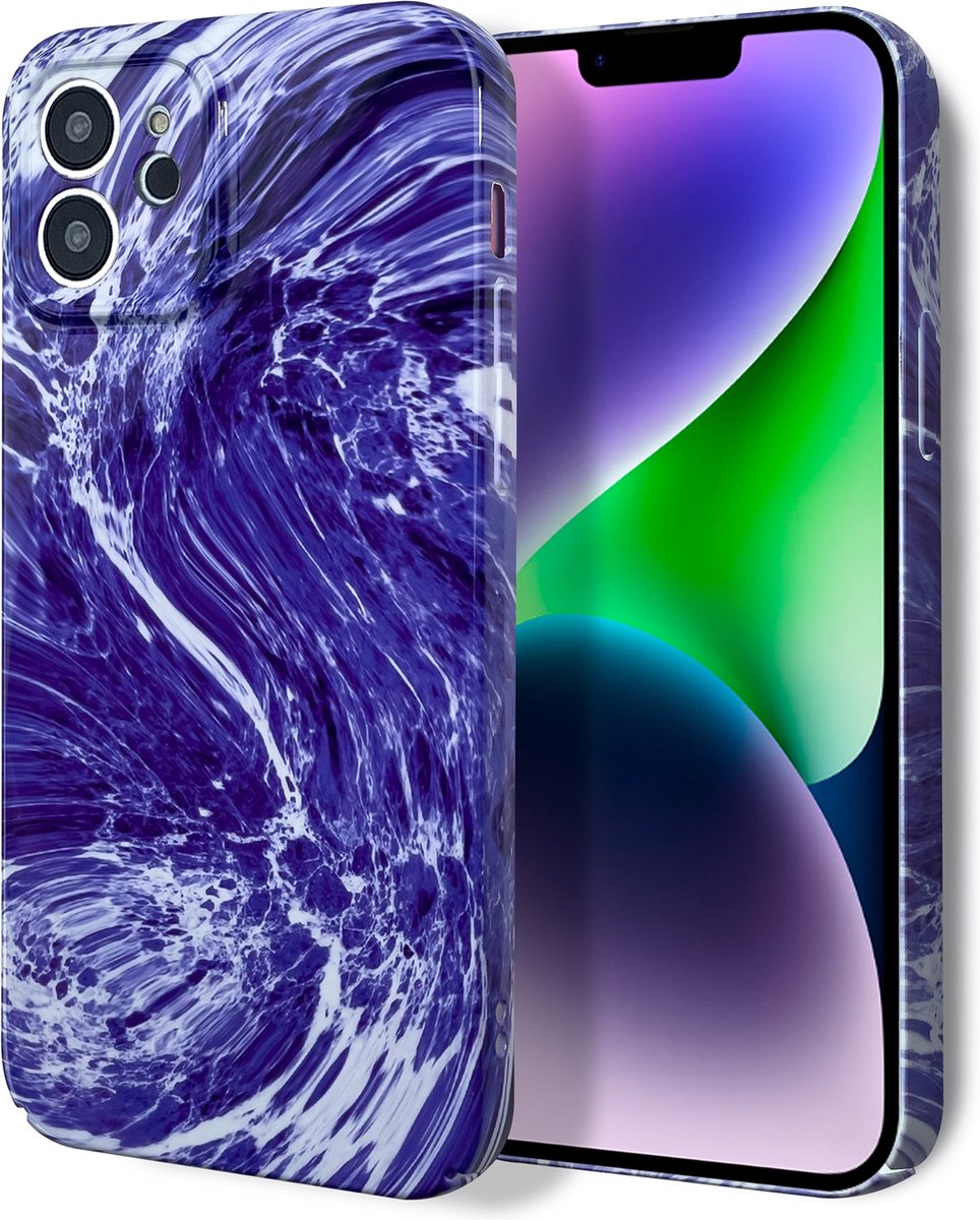 MarbleShield - De ultieme marmeren TPU beschermhoes voor uw iPhone 11 Pro Paars / Wit