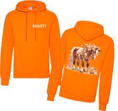 Hoodie paarden - gepersonaliseerde hoodie voor de paardenliefhebber - Oranje - Maat Xl