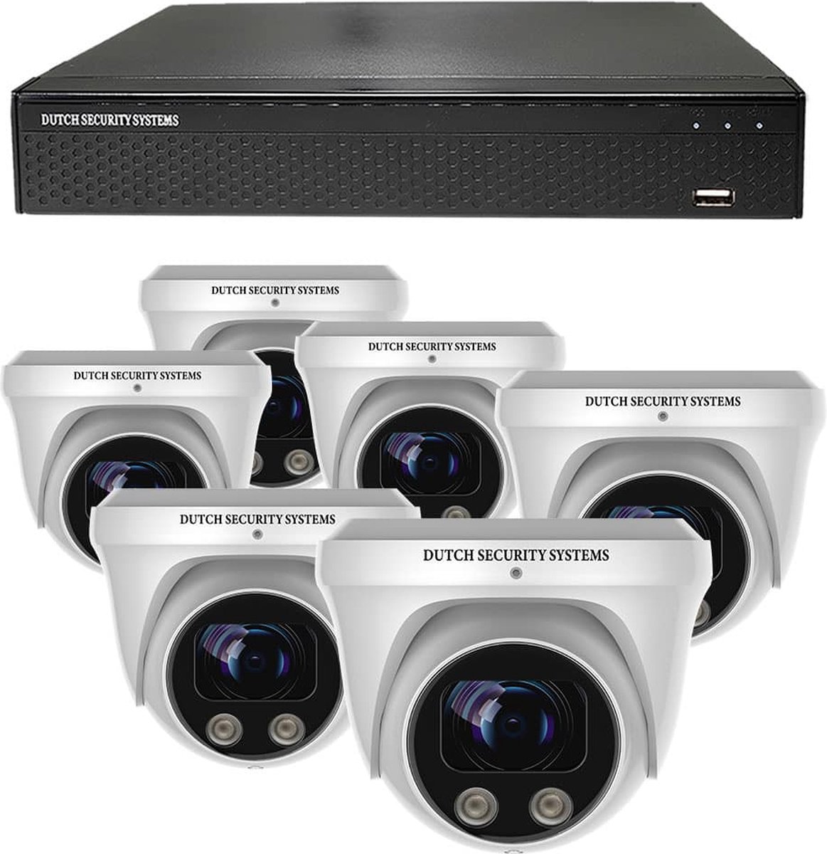 Draadloze Beveiligingscamera Set - 6x PRO Dome Camera - UltraHD 4K - Sony 8MP - Wit - Buiten & Binnen - Met Nachtzicht - Incl. Recorder & App