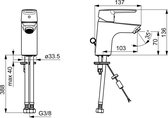 Hansa Hansapolo wastafelkraan m. vaste uitloop 10.3cm met inzinkbare ketting chroom