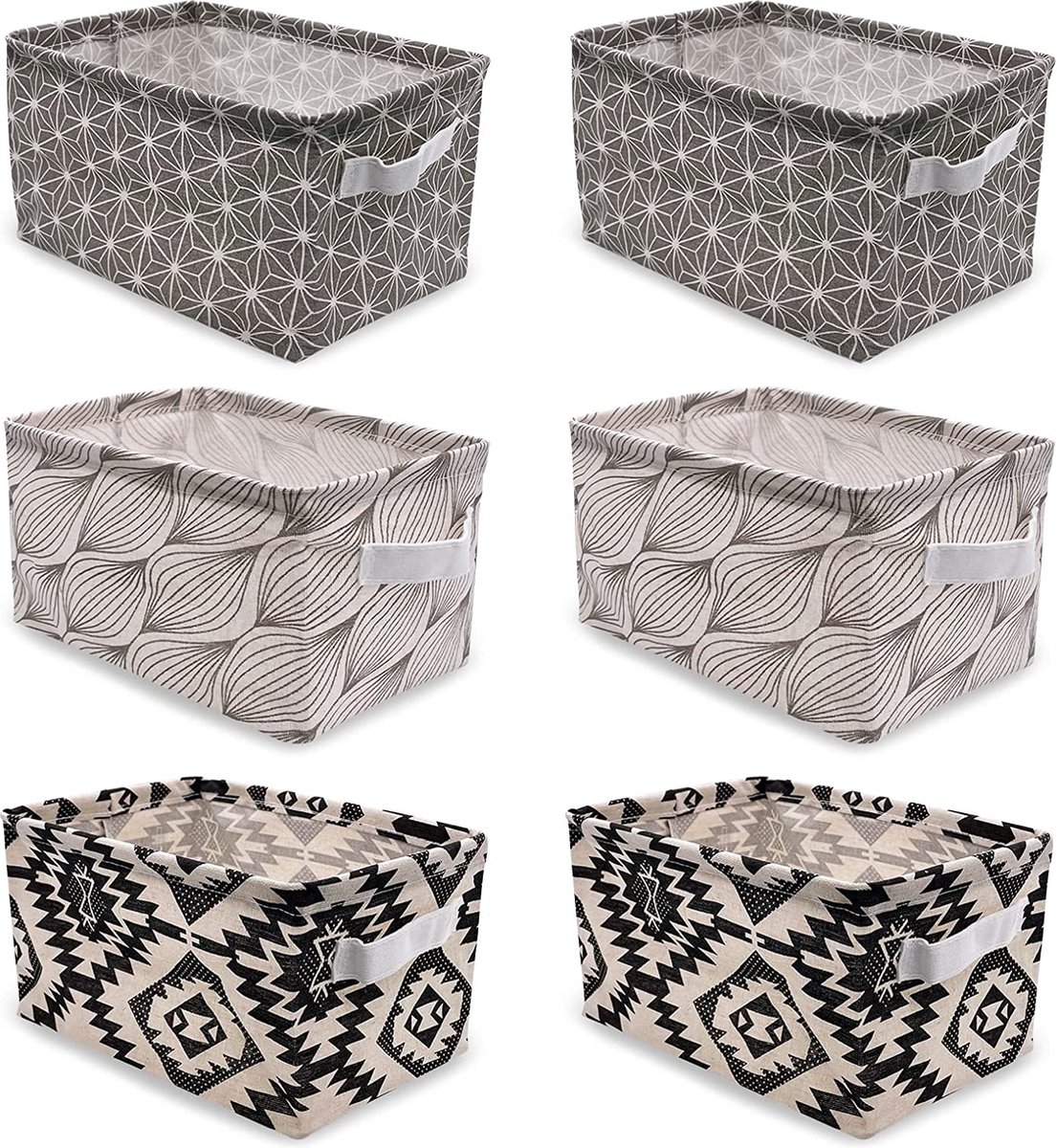 Owelth Opbergmanden, 6 stuks, stoffen linnen, waterdichte opbergdoos met handgrepen, opvouwbare opbergmanden, opslag, luiertafel, organizer voor laden, speelgoed, cosmetica, badkamer, 28 x 19 x 15 cm