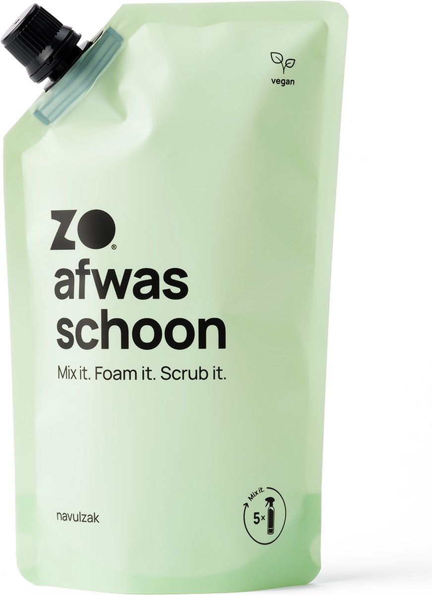 ZO® Afwasmiddel Navulzak 5 Navullingen - 100% Natuurlijk en Vegan - Schuimend - Limoen Pompelmoes - Duurzaam - Ovenreiniger - BBQ-reiniger