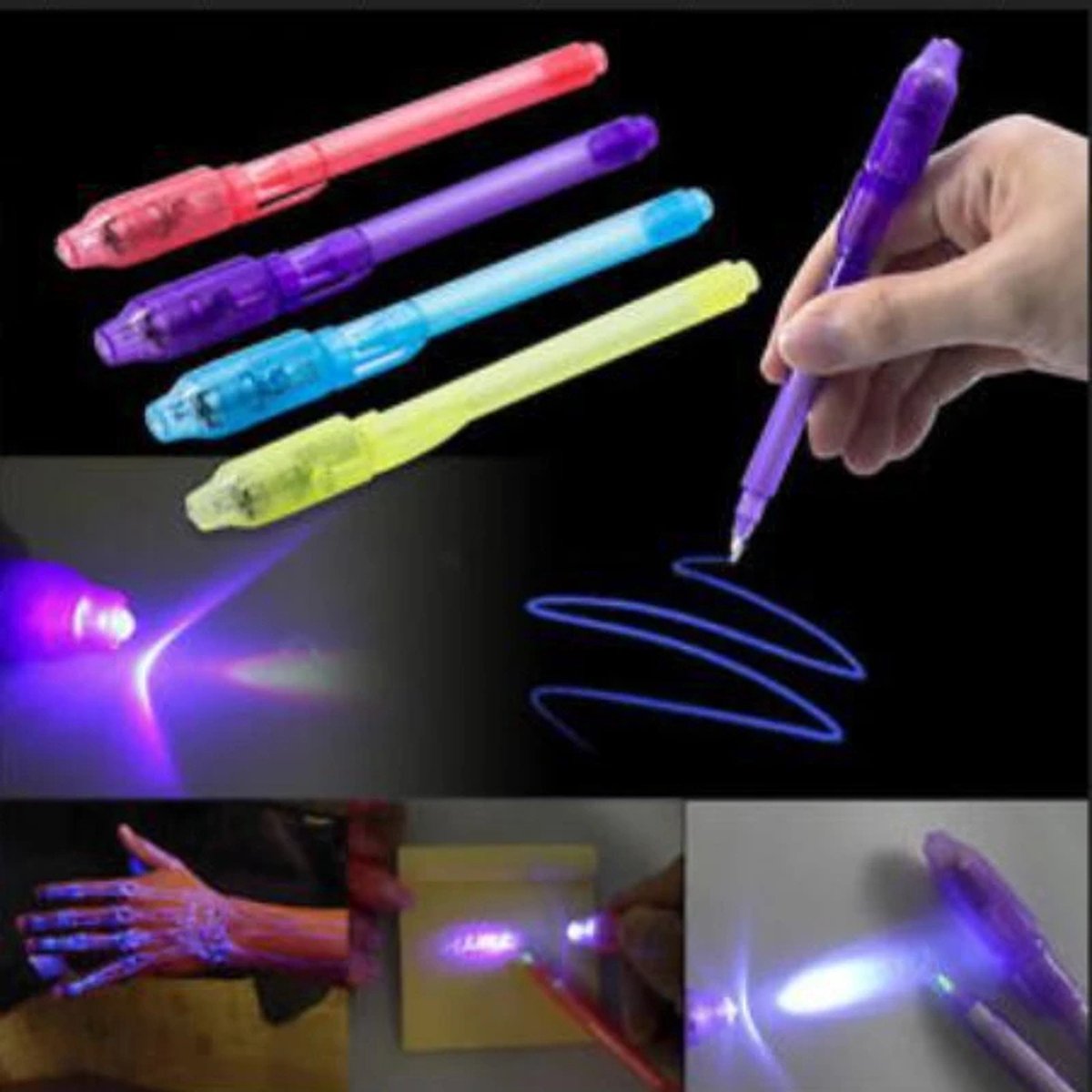 Lichtgevende Pennen 4 Stuks UV Lampen Magic Pen Onzichtbare