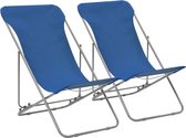vidaXL - Strandstoelen - inklapbaar - 2 - st - staal - en - oxford - stof - blauw