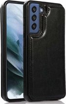 ShieldCase hoesje geschikt voor Samsung Galaxy S23 wallet case (zwart) - geschikt voor Samsung Galaxy S23 portemonnee hoesje met pasjeshouder - telefoonhoesje met ruimte voor pasjes - Ruimte voor 2 pasjes