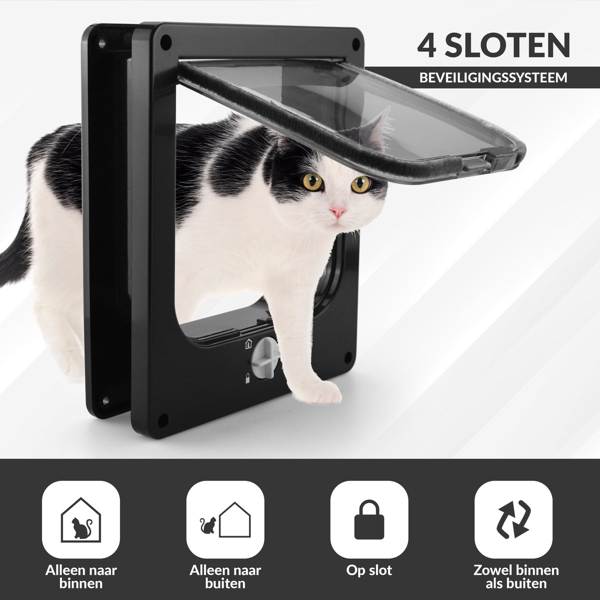 Lunspets – Kattenluik met Tunnel en Magnetische Sluiting – 23.5x27x5.5 cm - Waterdicht - Zwart thumbnail 4
