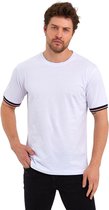 Comeor T-shirt Heren Korte Mouw met Patroon - Katoen - Wit - XL