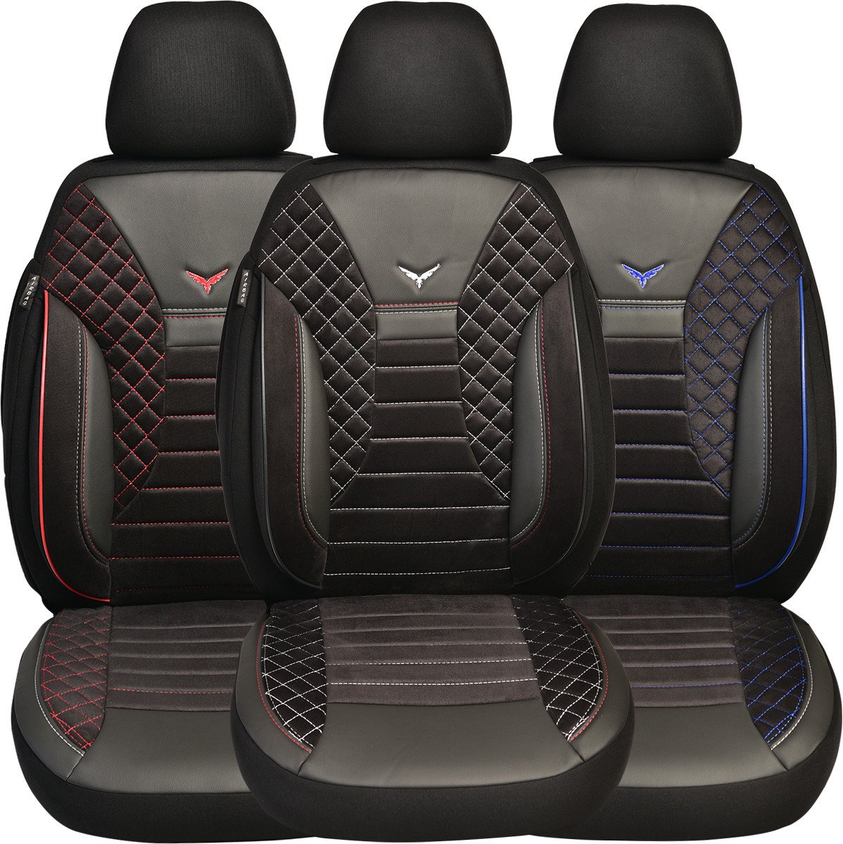 Autostoelhoezen voor Seat Altea bol Zwart/rode stoelbeschermer 2004-2015, set 2 , van naad 