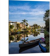 Dibond - Kano's Dobberend op het Water in Rijke Buurt - 75x100 cm Foto op Aluminium (Met Ophangsysteem)