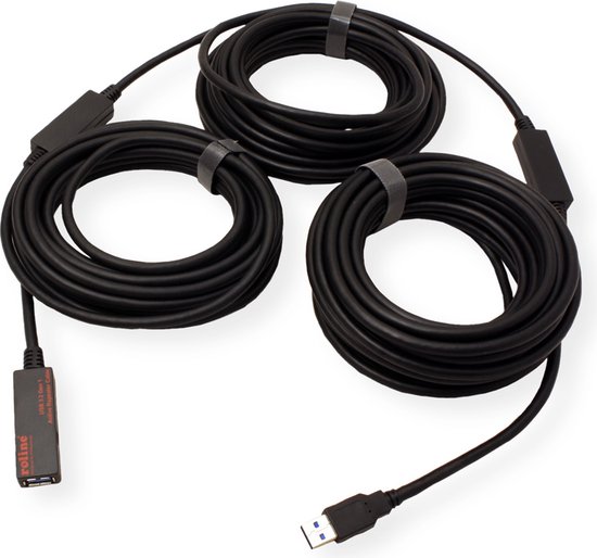 ROLINE USB 3.2 Gen 1 Actieve Repeater kabel, zwart, 20 m | bol