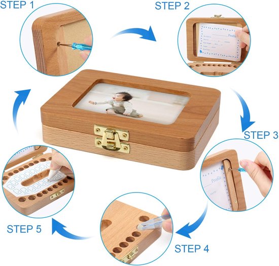 Boîte à Dents De Lait En Bois, Boîte De Rangement Pour Dents
