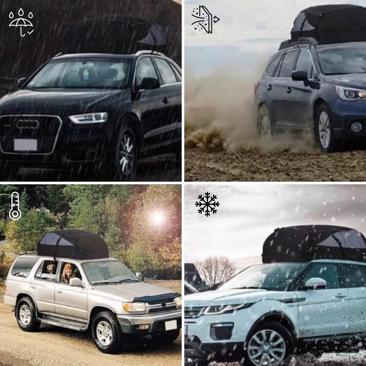 Dakkoffers voor Auto (792 liter). Waterdicht Cargo Daktas Flexibel van Oxford 600 PVC Binnenvoering met 6 Riemen Voor Installatie met of Zonder Imperiaal. (160x110x45cm