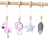 Babygym hangers - Boxmobiel hangers - Hangspeelgoed - Speeltjes voor de babygym - vogel ster donut blad