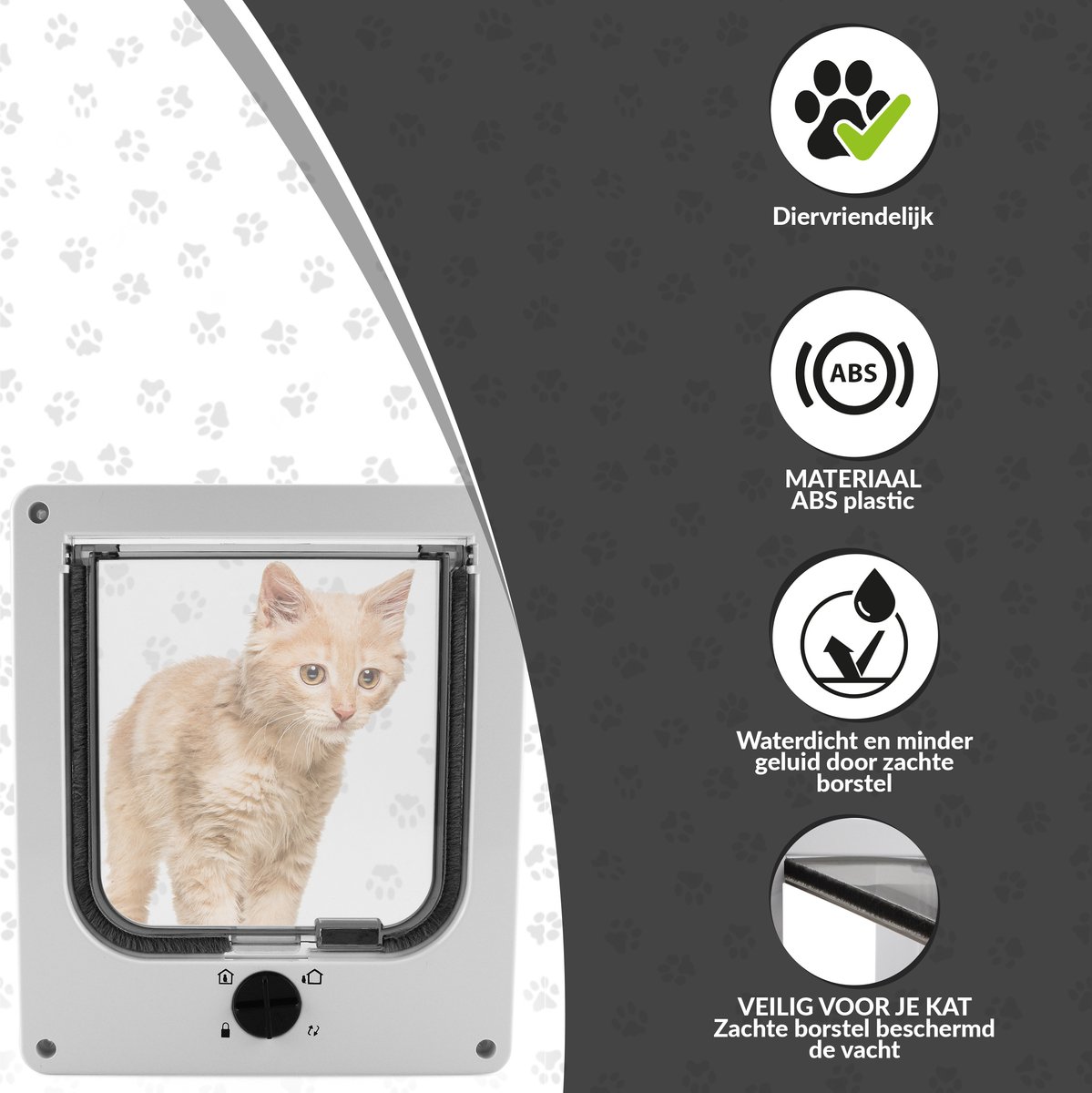 Lunspets – Kattenluik met Tunnel en Magnetische Sluiting – 23.5x27x5.5 cm - Waterdicht - Wit thumbnail 2