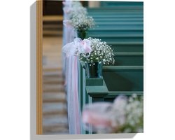 Hout - Bloemen aan Blauwe Banken op Trouwlocatie - 30x40 cm - 9 mm dik - Foto op Hout (Met Ophangsysteem)