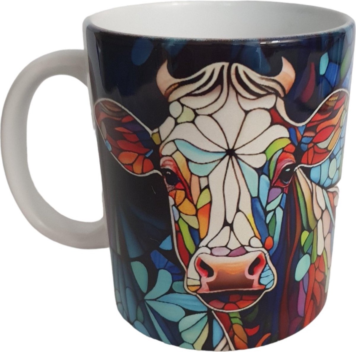 Beker Koe - Cow - Boerderij - Stained glass - Verjaardag geschenk- Mug - Moederdag - Vaderdag - Boer - Boerin