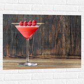 Muursticker - Roze Cocktail met Frambozen - 80x60 cm Foto op Muursticker