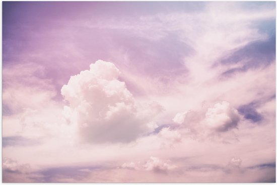 Poster (Mat) - Wolkenvelden in Pastelkleurige Lucht - 90x60 cm Foto op Posterpapier met een Matte look