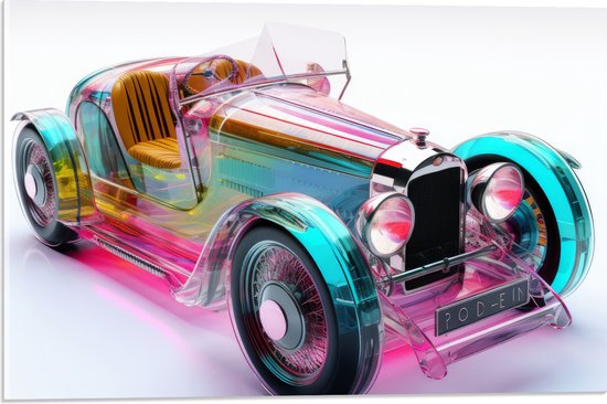 Acrylglas - Auto met Verschillende Kleuren Binnenin - 60x40 cm Foto op Acrylglas (Met Ophangsysteem)