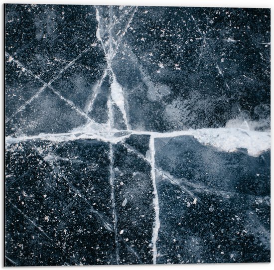 Dibond - Witte Sterren en Strepen op Zwarte Achtergrond - 50x50 cm Foto op Aluminium (Met Ophangsysteem)