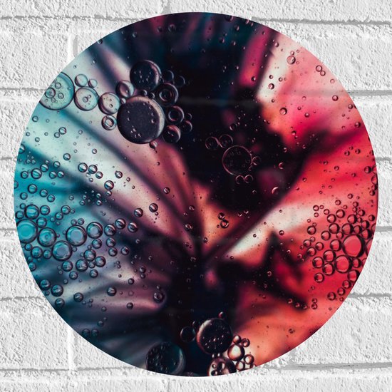Muursticker Cirkel - Mix van Blauwe en Rode Tinten - 40x40 cm Foto op Muursticker