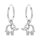 Oorbellen 925 zilver | Oorringen met hanger | Zilveren oorringen met hanger, opengewerkte olifant