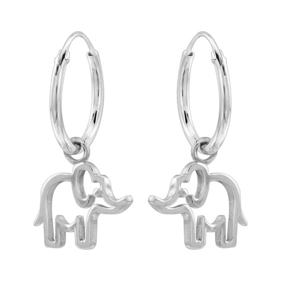Oorbellen 925 zilver | Oorringen met hanger | Zilveren oorringen met hanger, opengewerkte olifant