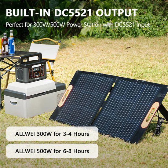ALLWEI 100W Panneau Solaire Portable, pour Générateur Solar de Power  300/600W