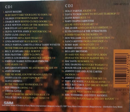 The All Time Greatest Country Songs - Dubbel Cd - Bob Dylan, Charlie Rich, Jim Reeves, Linda Ronstadt, Emmylou Harris, John Denver, Dolly Parton Tanya Tucker, The Judds - Onbekend